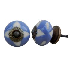 Slate Blue Etched Ceramic Knob-31