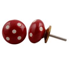 Red White Polka Knob