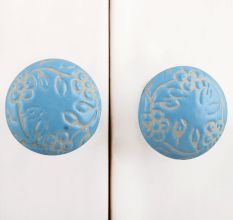 Turquoise Etched Flat Knob