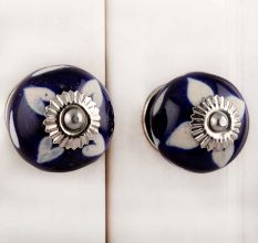 Navy Blue Etched Ceramic Knob-07