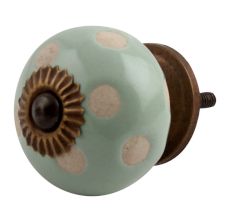 Sage Green Etched Dot Ceramic Drawer Knob