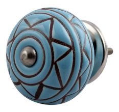 Brown Pattern Etched Ceramic Dresser Knob