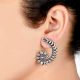 92.5 Sterling Silver Designer Leafy  Border Earrings Semi-Hoops For Girls