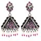 92.5 Sterling Silvre Earrings Triangle Shaped Pink Tourmaline Pearl Beads Hangings