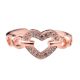 92.5 Sterling Silver Toe Ring Studded American Diamond Chained Heart With Rose Gold Finish (Pair)