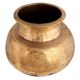 Brass Carved Pot Round Shape Thick Neck And Mouth