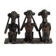Handmade Black Brass Three Wise Monkey Figurine