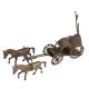 Handmade Brown Brass Chariot Or Cart With Two Horses