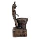 Tribal Brass Drummer Musician Statue In Dark Finish