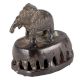 Brass Elephant Statue Atop Foot Scrubber In Dark Finish