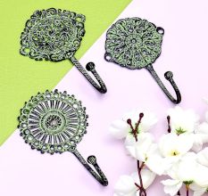 3 Pieces Brass Antique Wall Hooks for Hanging