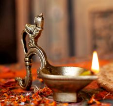 Brass Indian Peacock Holding Diya Diwali Decoration