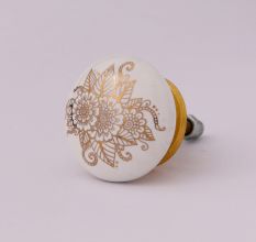 Golden Calliopsis Flower Flat Ceramic Dresser Knob