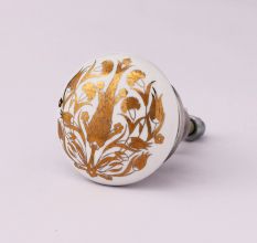 Golden Calla Lily Flower Flat Ceramic Dresser Knob