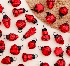 Red Tiny Christmas Ornaments Set of 25 Pcs