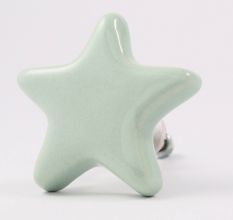 Solid Sage Green Star Ceramic Cabinet Knob