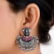 Butterfly Stud 92.5 Sterling Silver Earrings Chanbali Decorated With Pink Fuchsia Beads