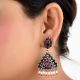 92.5 Sterling Silvre Earrings Triangle Shaped Pink Tourmaline Pearl Beads Hangings