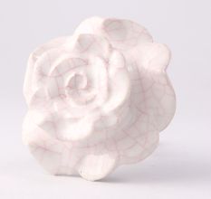 White And Pink Big Rose Crackle Ceramic Dresser Knobs