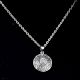 Round Grey Stone Engraved 92.5 Sterling S silver Pendant Jewelry