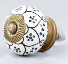 Black Poinsettia Flower Ceramic Knob