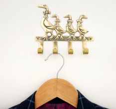 Brass Mother and Baby Geese Wall Hook Key Holder