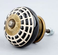 Black Spider Net Etched Ceramic Cabinet Knobs-6 Pieces