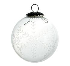 Set Of 4 Piece Clear Leaf Cut Round Christmas Hanging