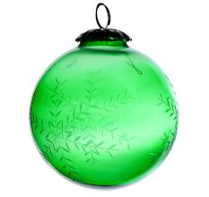 Set Of 4 Piece Green Leaf Cut Christmas Hanging