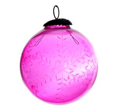 Set Of 4 Piece Pink Leaf Cut Christmas Hanging