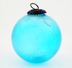 Set Of 4 Piece Turquoise Leaf Cut Christmas Hanging