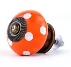 Orange Polka Dot Ceramic Cabinet Knob