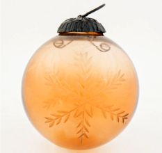 Set Of 4 piece Brown Round Leaf Cut Christmas Hanging