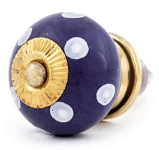 Navy Blue White Polka Dot Knob