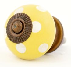 Yellow Dotted Small Ceramic Cabinet Knobs