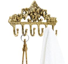 Brass Victorian Small Floral Arrrangement Six Wall Hook