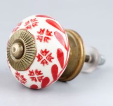 Red Tiny Flower Drawer Knob